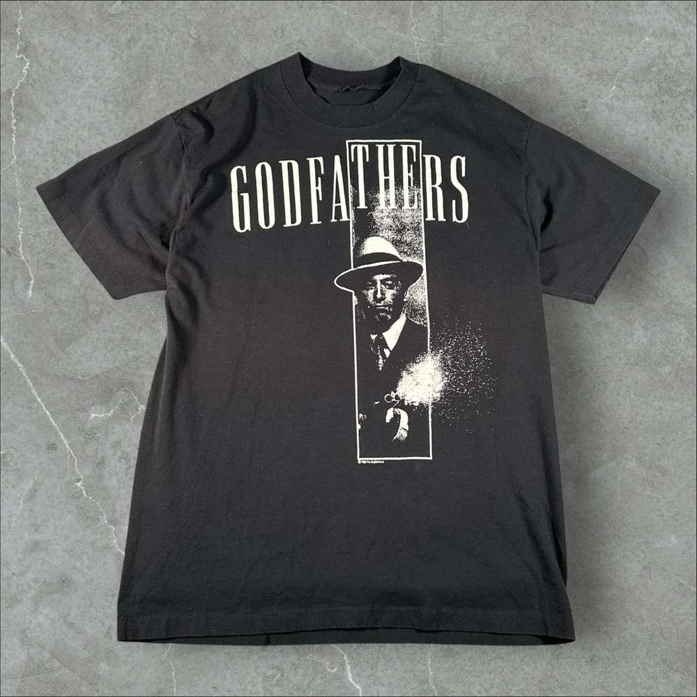 Vintage Godfather Shirt Mens Medium‎ Black 80s Birth School Work Death Band Tour